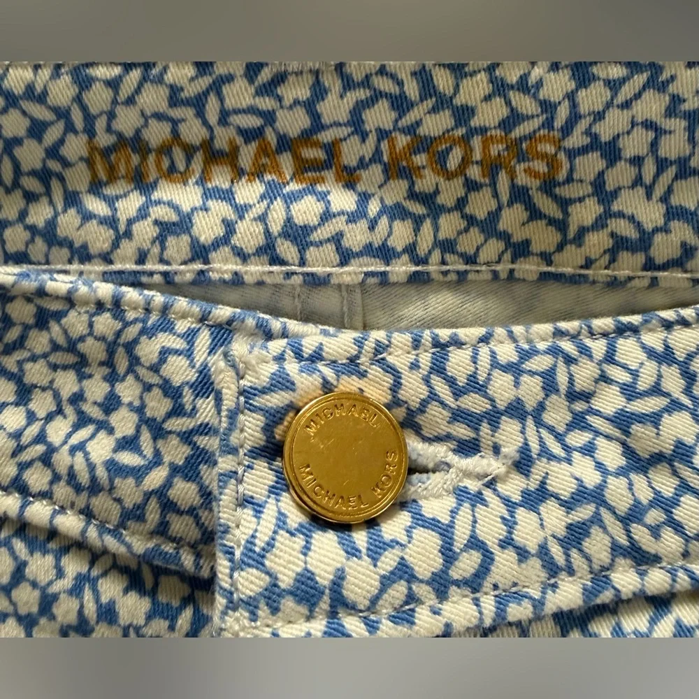 EUC Michael Kors‎ Izzy Cropped Skinny Blue & White Floral Jeans, Size 8P